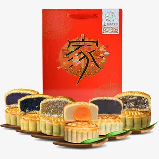 多种口味月饼礼盒免抠