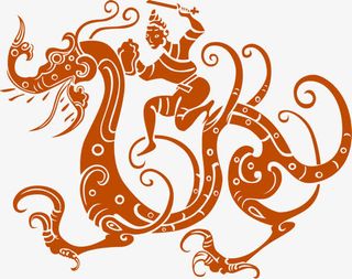 中国风红色龙纹中秋免抠