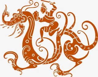 中国风红色龙纹中秋免抠