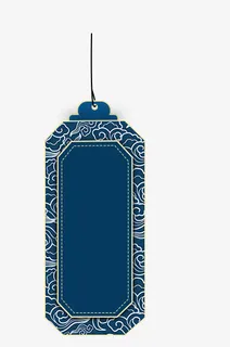 吊牌，线框，国潮风，纹理吊牌免抠