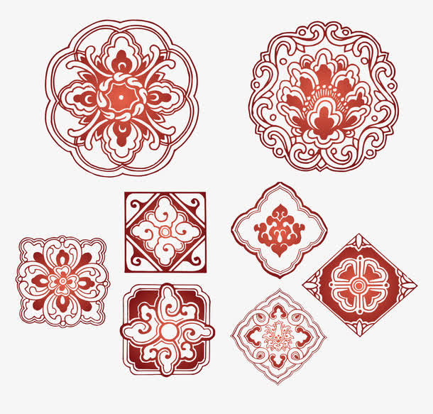 中式传统花纹元素免抠