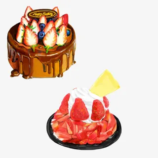 奶油生日蛋糕手绘画素材图片免抠