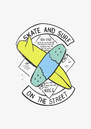 手绘冲浪板免抠