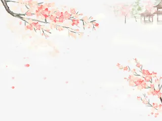 春天樱花树枝花瓣免抠手绘/卡通手绘元素