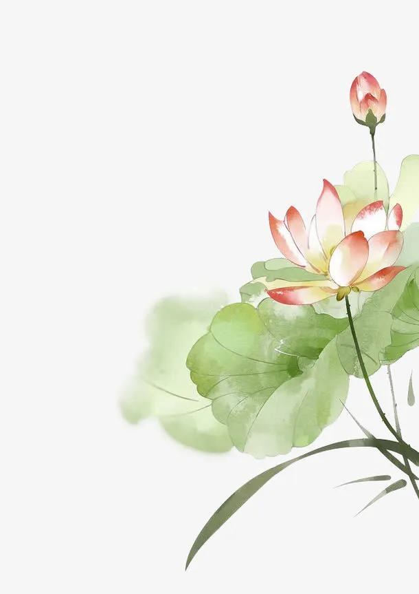 手绘彩色荷花免抠素材免抠