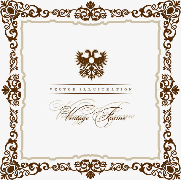 矢量复古花框免抠