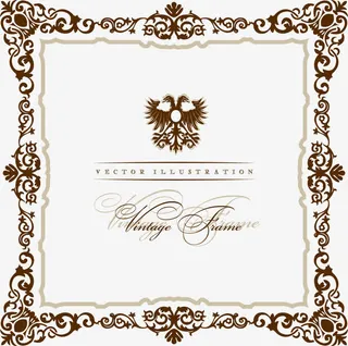 矢量复古花框免抠