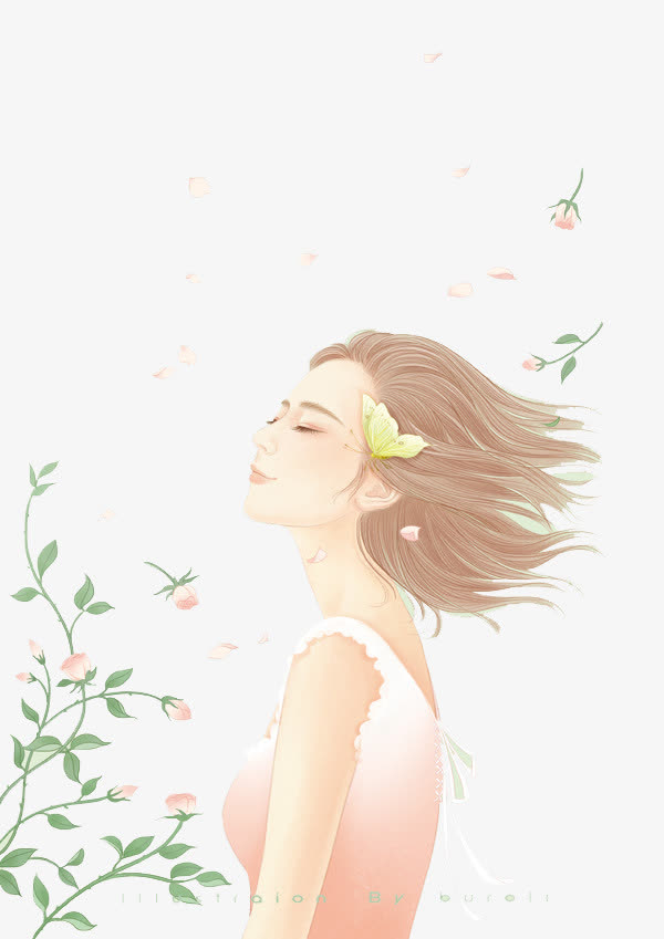 唯美手绘人物插画免抠