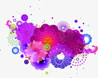 夏日绚丽花朵花纹设计免抠