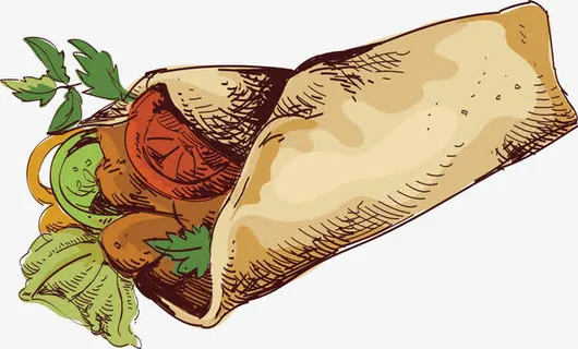 手绘手抓饼美食充饥免抠