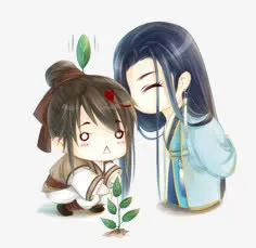 Q版男女人物耳语亲昵免抠