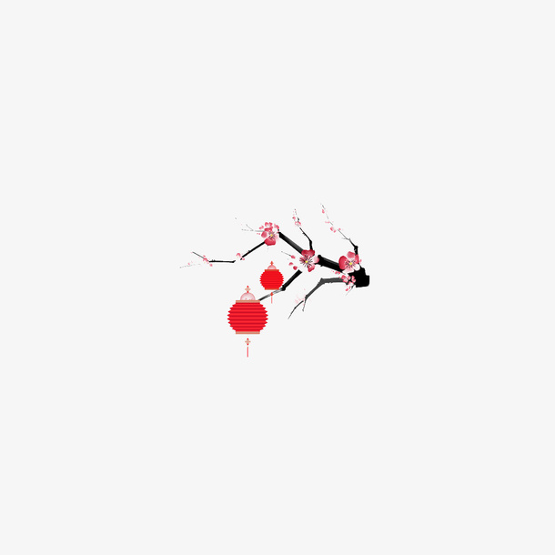 粉色梅花和灯笼免抠