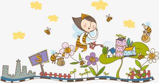 卡通儿童骑车插画免抠