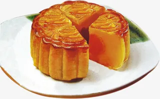 中秋节金黄色蛋黄月饼免抠