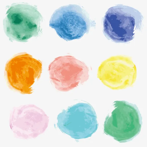 彩色水墨圆形免抠