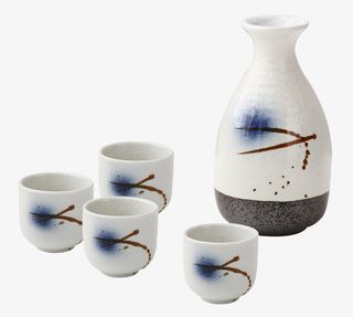 手绘釉下彩陶瓷酒杯酒壶免抠