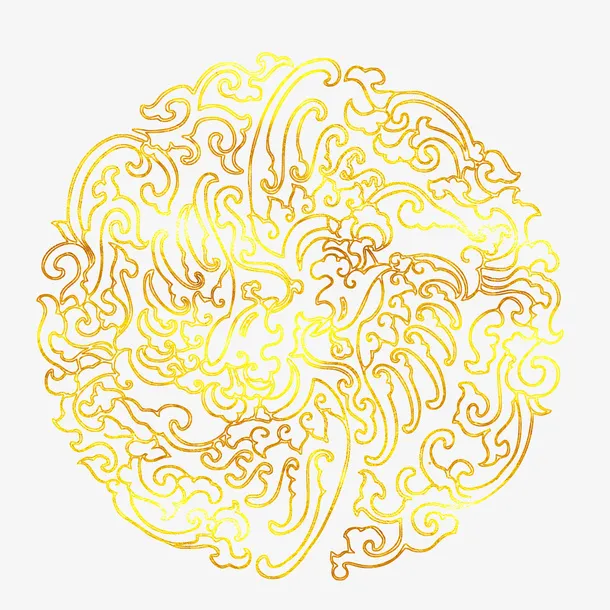 中国风传统烫金花纹免抠图免抠