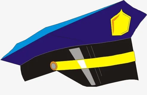 手绘蓝色警帽免抠