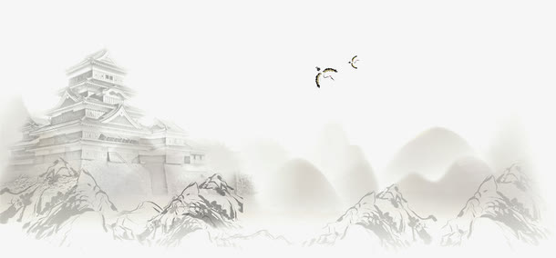 黑色水墨画免抠