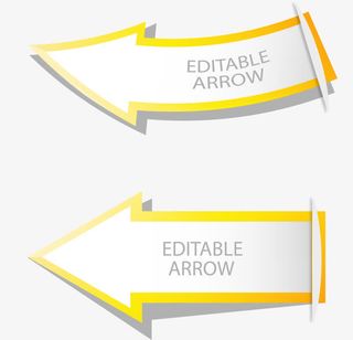 矢量手绘黄色箭头免抠