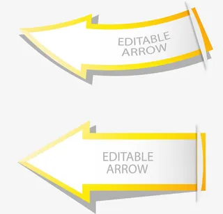 矢量手绘黄色箭头免抠