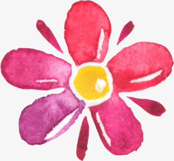 粉紫色水彩卡通花朵免抠