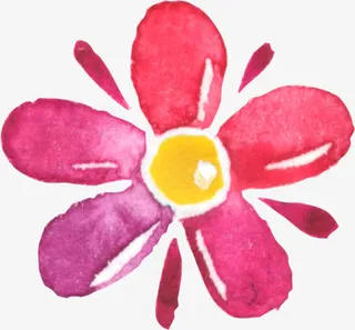 粉紫色水彩卡通花朵免抠