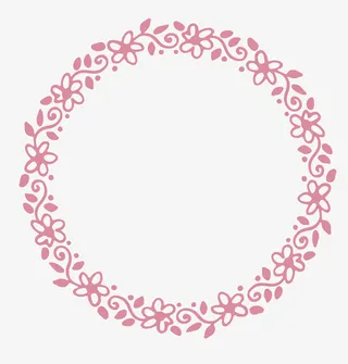 文艺清新花草圆环花边海报设计装免抠