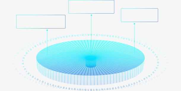 手绘蓝色渐变元素圆盘方框免抠