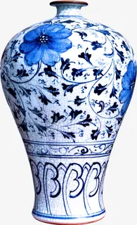 中国风青花瓷花瓶免抠
