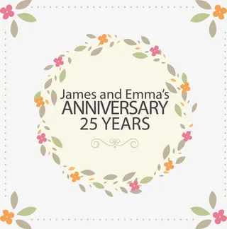 矢量春天浪漫结婚二十五周年卡片免抠