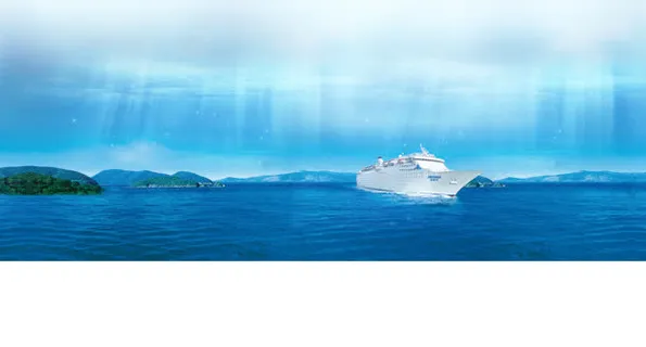 蓝色天空海面轮船光效场景素材免抠