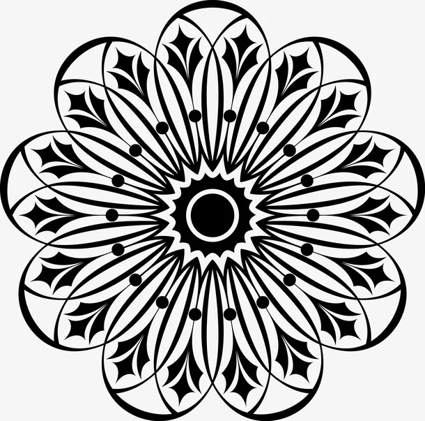 简易黑色瑶族花纹图免抠