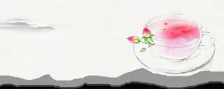 中国风古风手绘玫瑰花茶养生背景高清