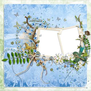 绿色叶子树枝相框免抠