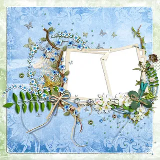 绿色叶子树枝相框免抠