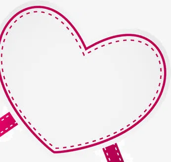 玫红桃形边框免抠