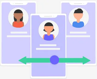 人物头像图案卡片和箭头免抠