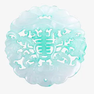 圆形蓝色玉佩免抠