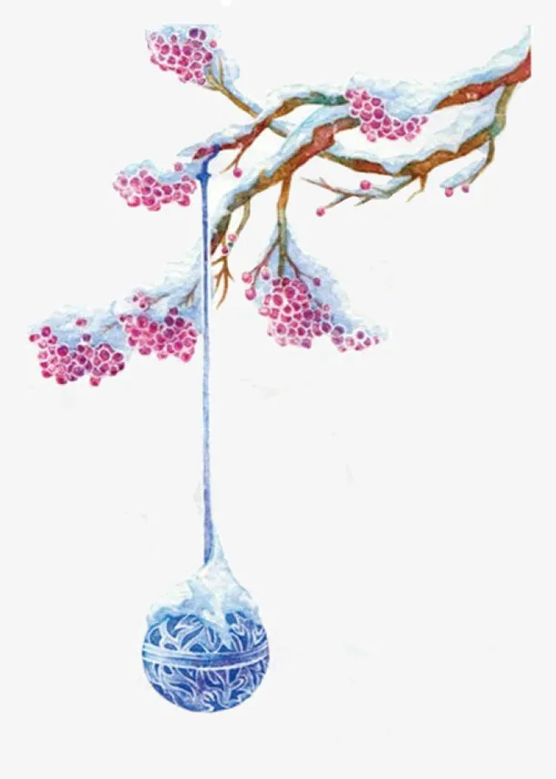 中国风积雪铃铛免抠