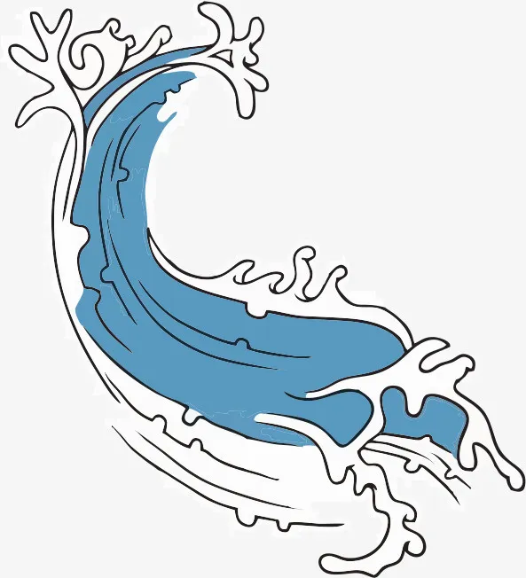 手绘海浪浪花免抠
