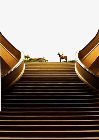 欧式复古上楼梯的骏马免抠