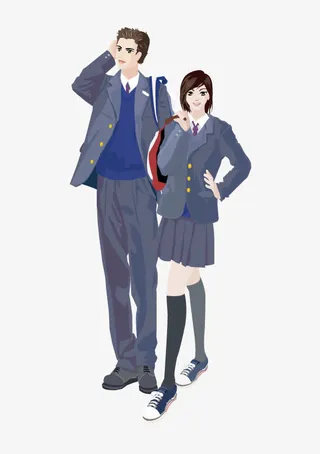 矢量手绘学生人物免抠