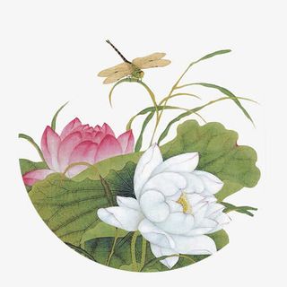 彩色圆形装饰花卉设计图免抠