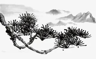 中国风山水水墨画46PS免抠