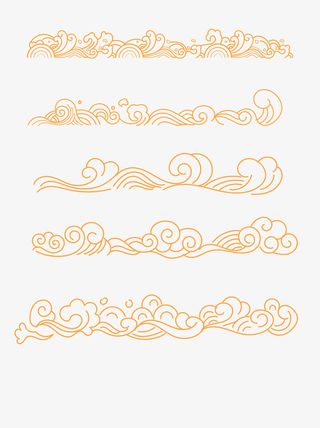 古典线性浪花纹花边装饰底纹文本分割线免抠