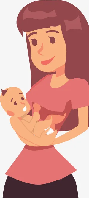 粉色微笑卡通妈妈免抠