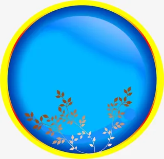 蓝色创意花纹树枝圆形免抠