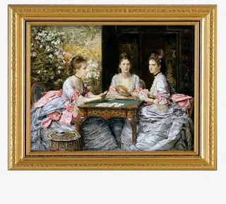 少妇间的谈话装饰油画PNG免抠