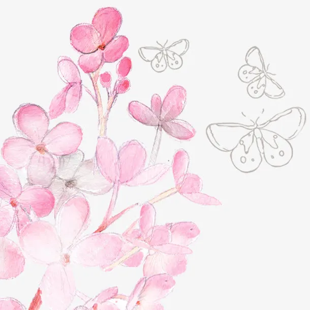 手绘桃花免抠